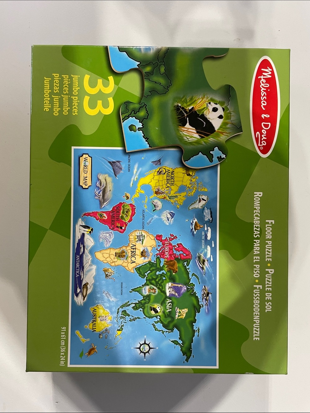 Melissa & Doug World Map Floor Puzzle - Green/Blue